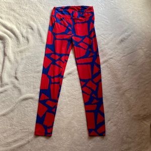 Lularoe Fuchsia and Blue Leggings OSFA